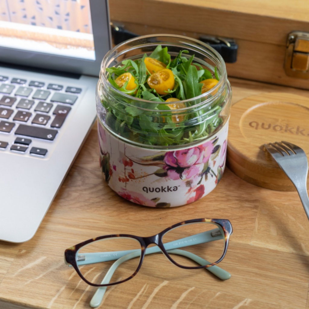 Quokka Deli, Sklenená nádoba na jedlo DARK FLOWERS, 820ml, 40131