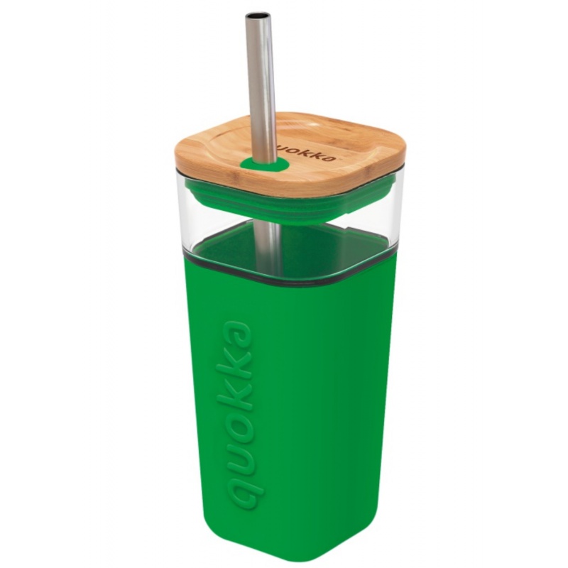 Quokka Cube, Sklenený pohár so silikónovým povrchom Green, 540ml, 40061 Quokka Cube, Sklenený pohár so silikónovým povrchom Green, 540ml, 40061