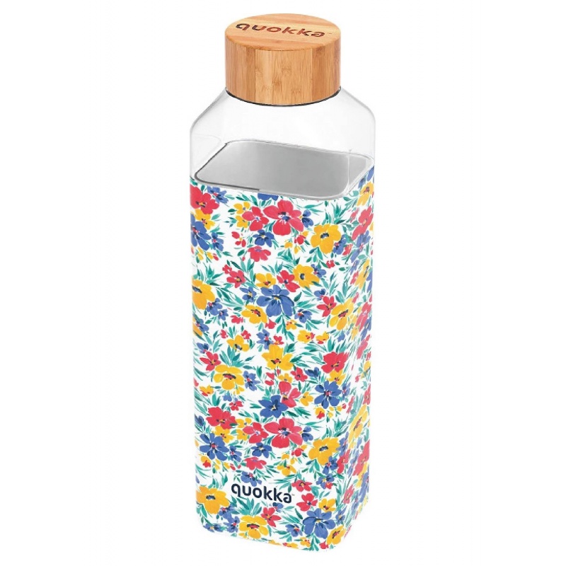 Quokka Storm, Sklenená fľaša so silikónovým povrchom Ditsy Floral, 700ml, 40026 Quokka Storm, Sklenená fľaša so silikónovým povrchom Ditsy Floral, 700ml, 40026