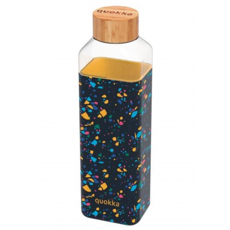 Quokka Storm, Sklenená fľaša so silikónovým povrchom Neo Terrazzo, 700ml, 40028