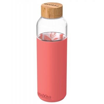 Quokka Flow, Skleněná láhev se silikonovým povrchem PINK BOTANICAL, 660ml, 40006 Quokka Flow, Skleněná láhev se silikonovým povrchem PINK BOTANICAL, 660ml, 40006