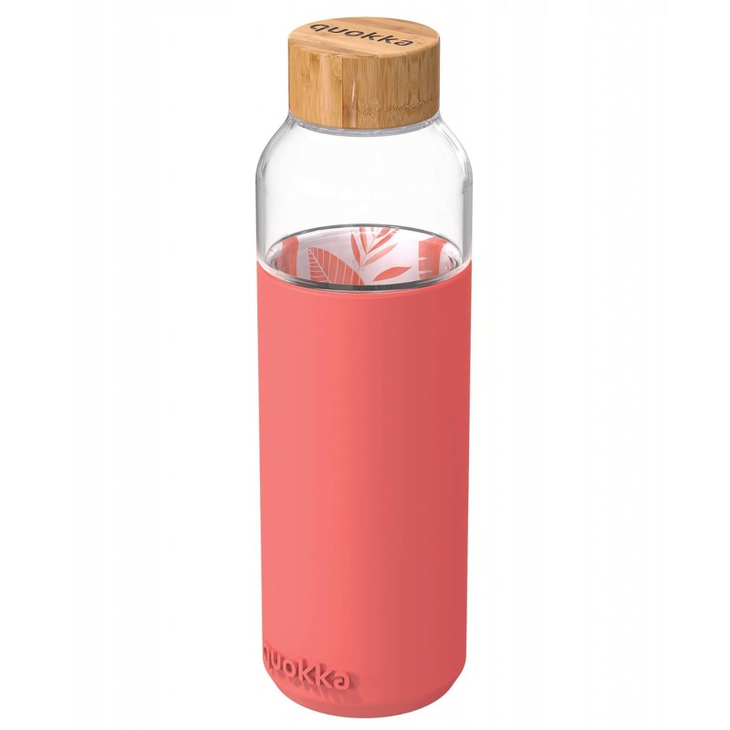 Quokka Flow, Skleněná láhev se silikonovým povrchem PINK BOTANICAL, 660ml, 40006 Quokka Flow, Skleněná láhev se silikonovým povrchem PINK BOTANICAL, 660ml, 40006