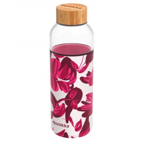 Quokka Flow, Skleněná láhev se silikonovým povrchem CRIMSON SPRING, 660ml, 40010