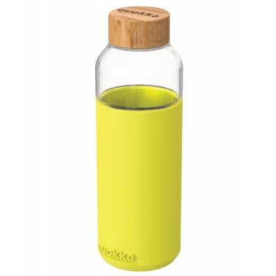 Quokka Flow, Skleněná láhev se silikonovým povrchem NEON GREEN, 660ml, 40009