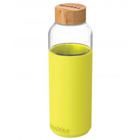 Quokka Flow, Skleněná láhev se silikonovým povrchem NEON GREEN, 660ml, 40009