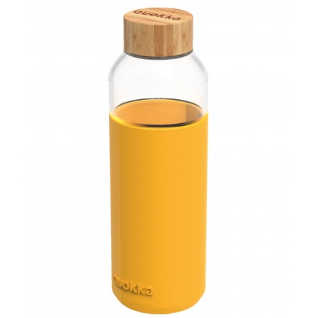 Quokka Flow, Skleněná láhev se silikonovým povrchem YELLOW, 660ml, 40013