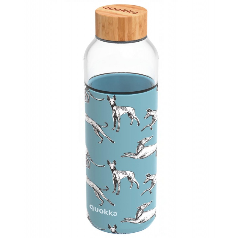 Quokka Flow, Sklenená fľaša so silikónovým povrchom Greyhounds, 660ml, 40011