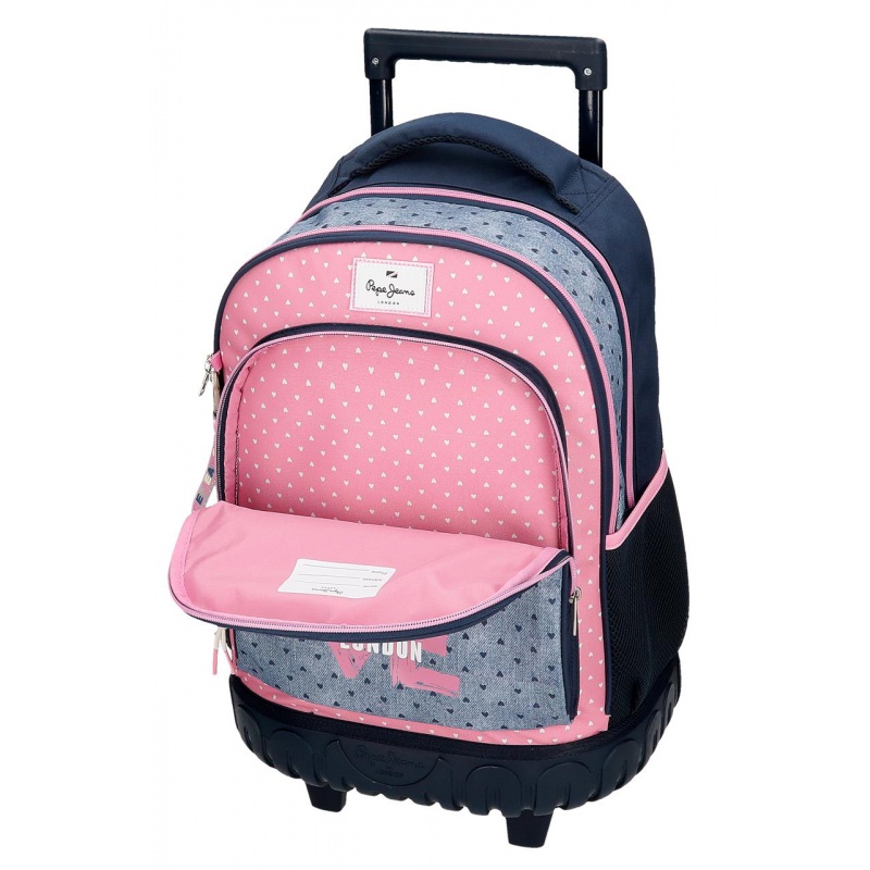 Školní batoh na kolečkách Pepe Jeans Noni Denim, 30L, 6822921 Školní batoh na kolečkách Pepe Jeans Noni Denim, 30L, 6822921