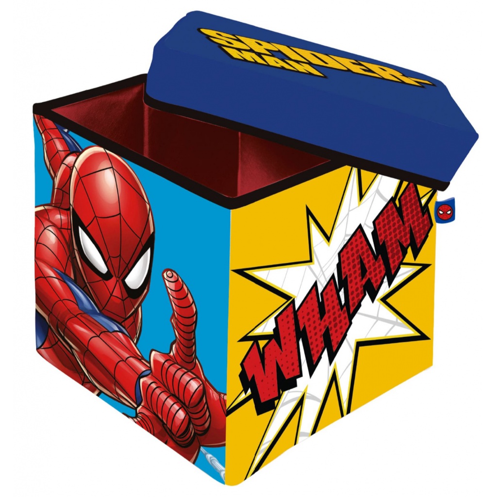 Úložný box s vrchnákom / taburetka 2v1 SPIDERMAN – box na hračky a taburetka pre deti
