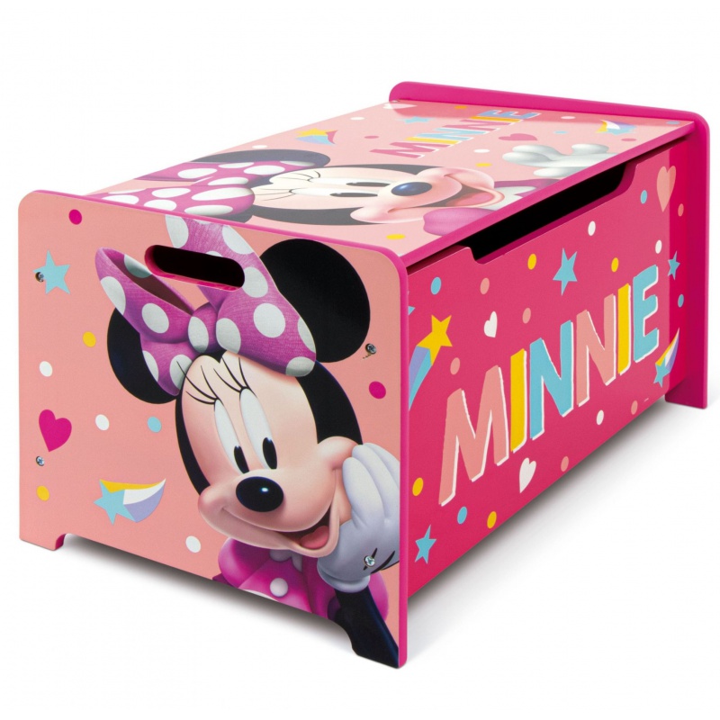 Dětský dřevěný nábytek 2v1 MINNIE MOUSE Lavice / Box na hračky, WD13979