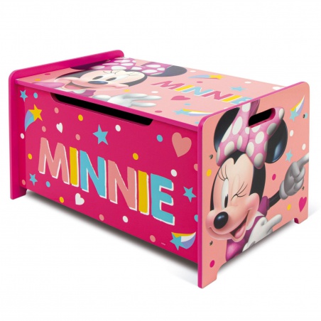 Dětský dřevěný nábytek 2v1 MINNIE MOUSE Lavice / Box na hračky, WD13979