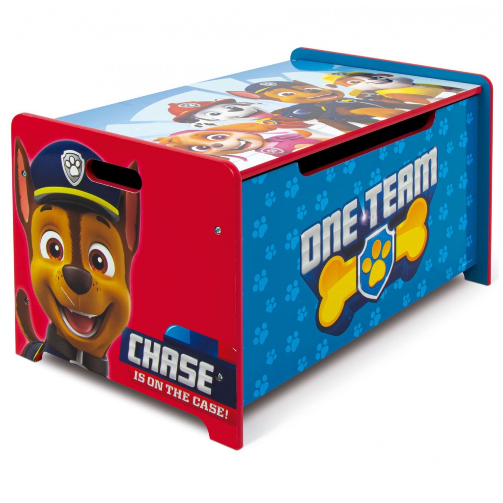 Detský drevený nábytok 2v1 PAW PATROL – lavica a box na hračky