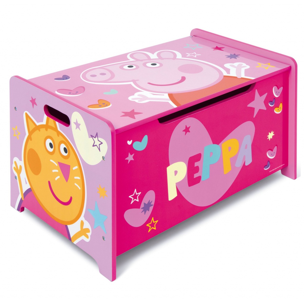 Detský drevený nábytok 2v1 PEPPA PIG – lavica a box na hračky