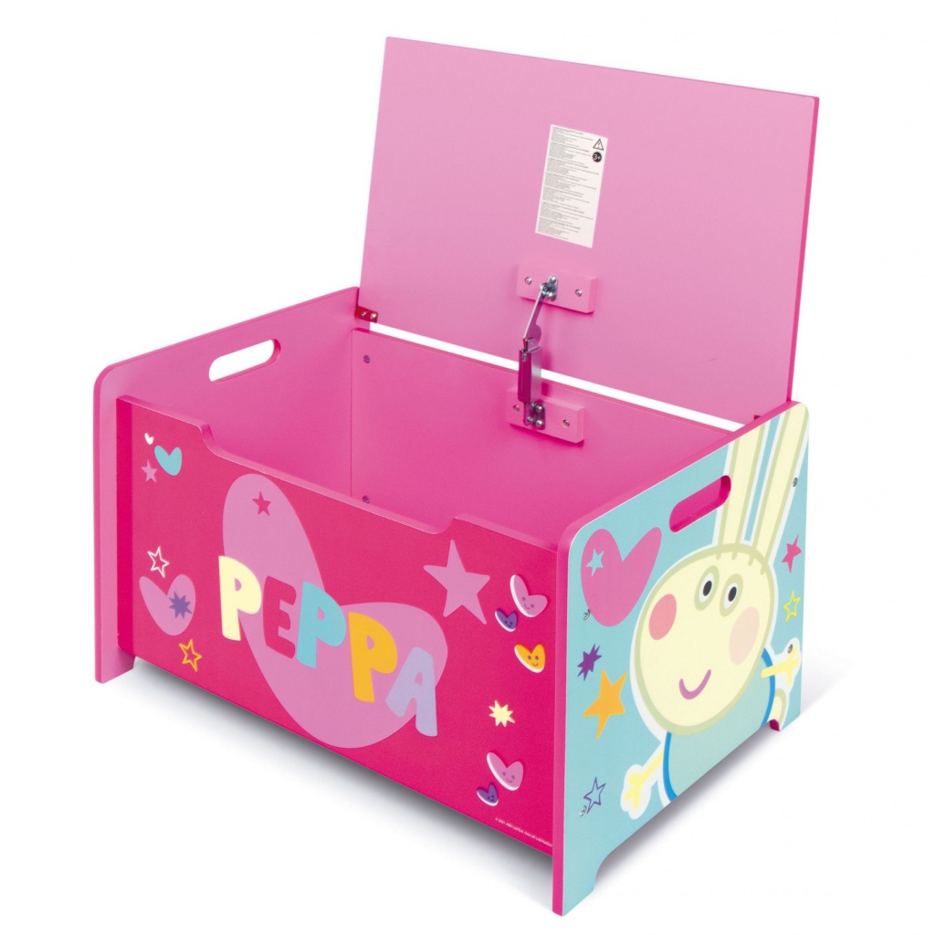 Detský drevený nábytok 2v1 PEPPA PIG – lavica a box na hračky
