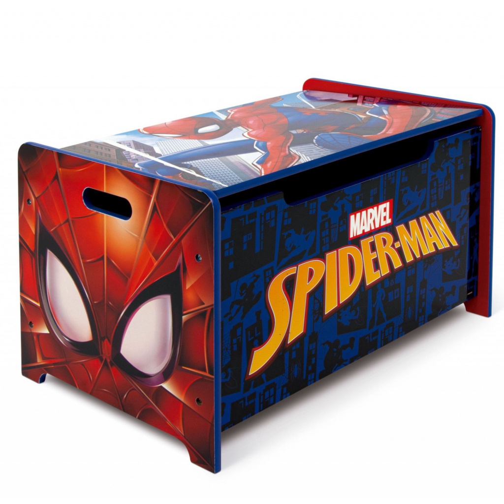 Detský drevený nábytok 2v1 SPIDERMAN – lavica a box na hračky