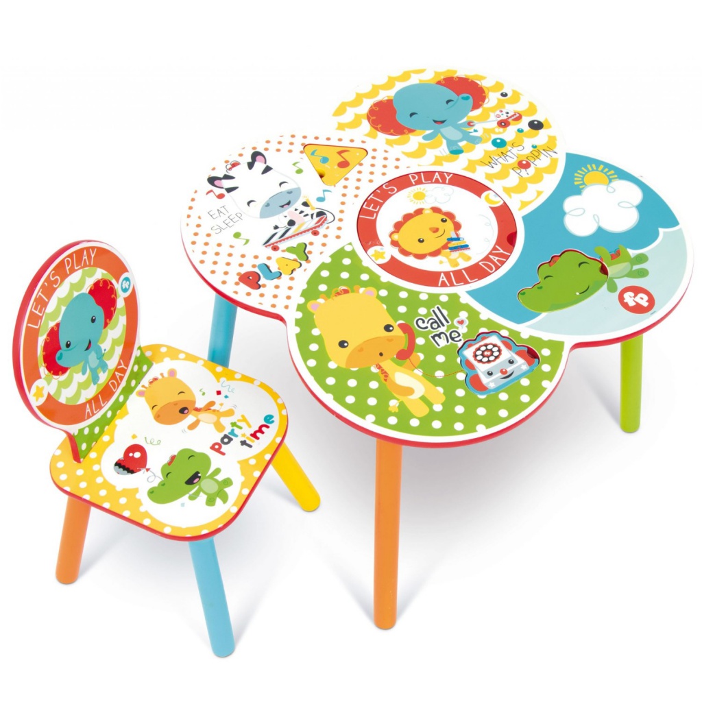 Detský drevený stolík + stolička FISHER PRICE, FP10000