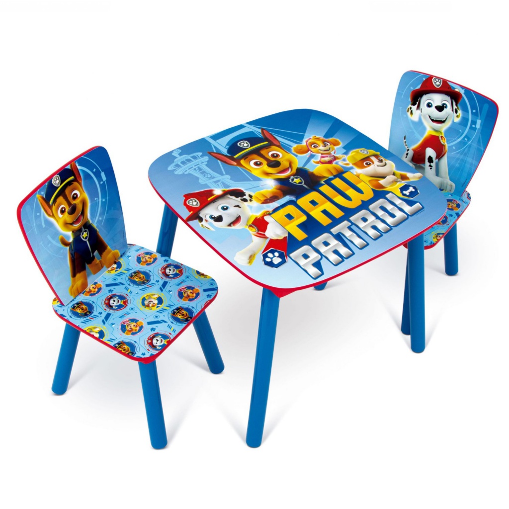 Detský drevený stolík + 2 stoličky PAW PATROL – nábytok pre deti do izby