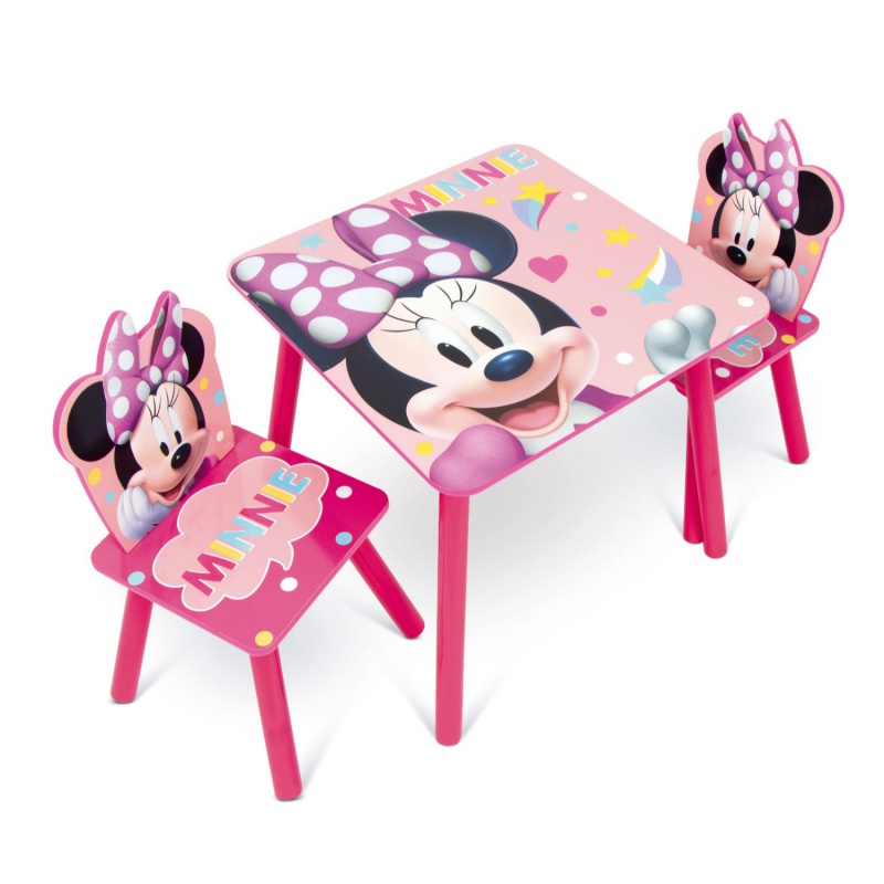Detský drevený stolík + 2 stoličky MINNIE MOUSE – zábavný a praktický set