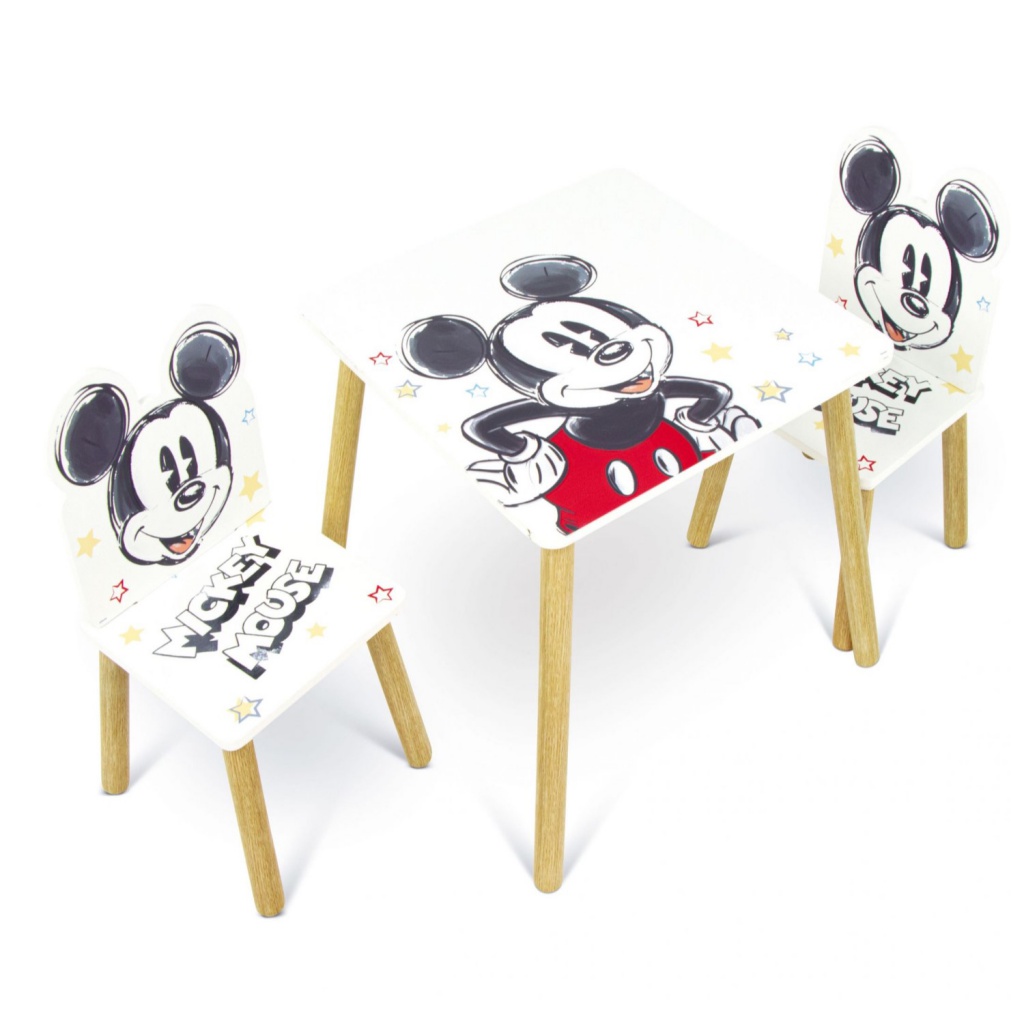 Detský drevený stolík + 2 stoličky MICKEY MOUSE – ideálny pre detskú izbu