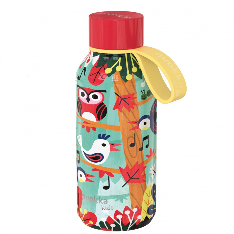 Quokka Kids Solid, Nerezová láhev / termoska s poutkem Grove Birds, 330ml, 40149 Quokka Kids Solid, Nerezová láhev / termoska s poutkem Grove Birds, 330ml, 40149