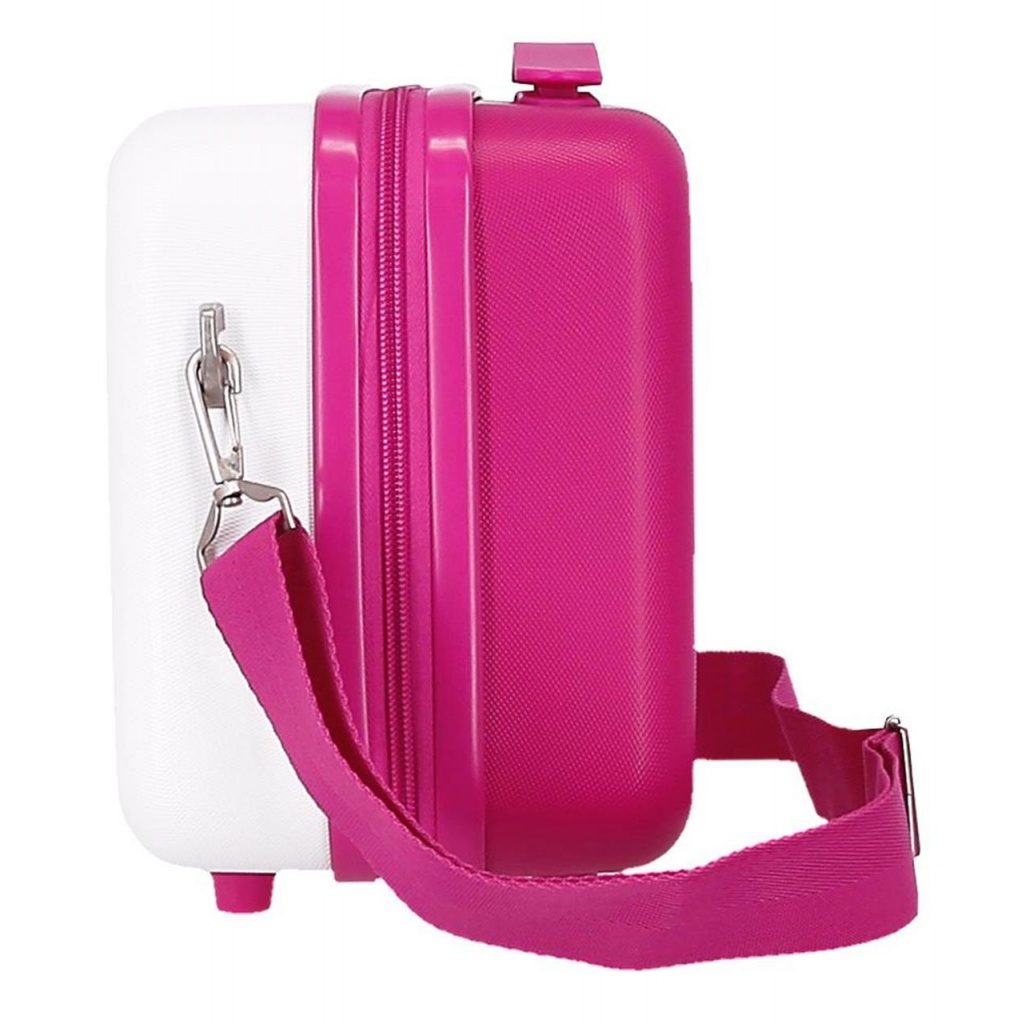 Cestovní neceser MOVEM Butterfly bílý – tvrdý kufřík s popruhem a úchytem na kufr