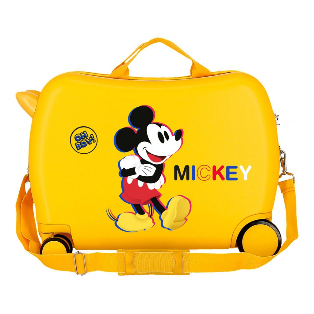 Detský cestovný kufor MICKEY MOUSE 3D Ochre, 34L – Multifunkčný kufor a odrážadlo
