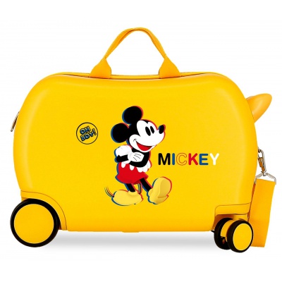 Detský cestovný kufor na kolieskach / odrážadlo MICKEY MOUSE 3D Ochre, 2921022