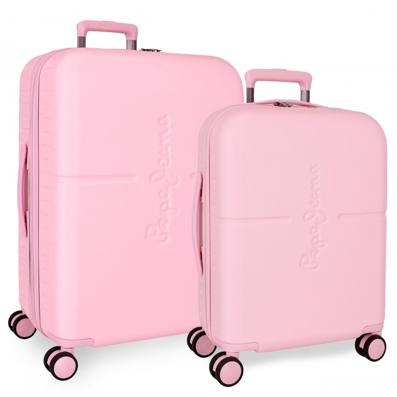 PEPE JEANS Highlight Light Pink, Sada luxusních ABS cestovních kufrů 70cm/55cm, 768952C PEPE JEANS Highlight Light Pink, Sada luxusních ABS cestovních kufrů 70cm/55cm, 768952C