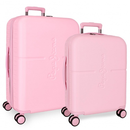 PEPE JEANS Highlight Light Pink, Sada luxusních ABS cestovních kufrů 70cm/55cm, 768952C