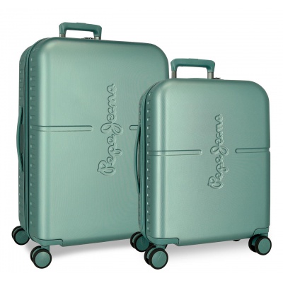 PEPE JEANS Highlight Verde, Sada luxusních ABS cestovních kufrů 70cm/55cm, 768952B PEPE JEANS Highlight Verde, Sada luxusních ABS cestovních kufrů 70cm/55cm, 768952B