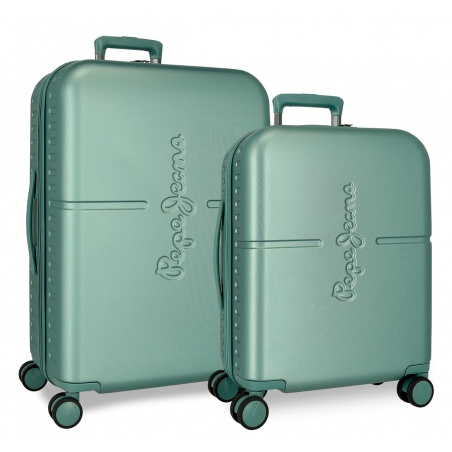 PEPE JEANS Highlight Verde, Sada luxusních ABS cestovních kufrů 70cm/55cm, 768952B