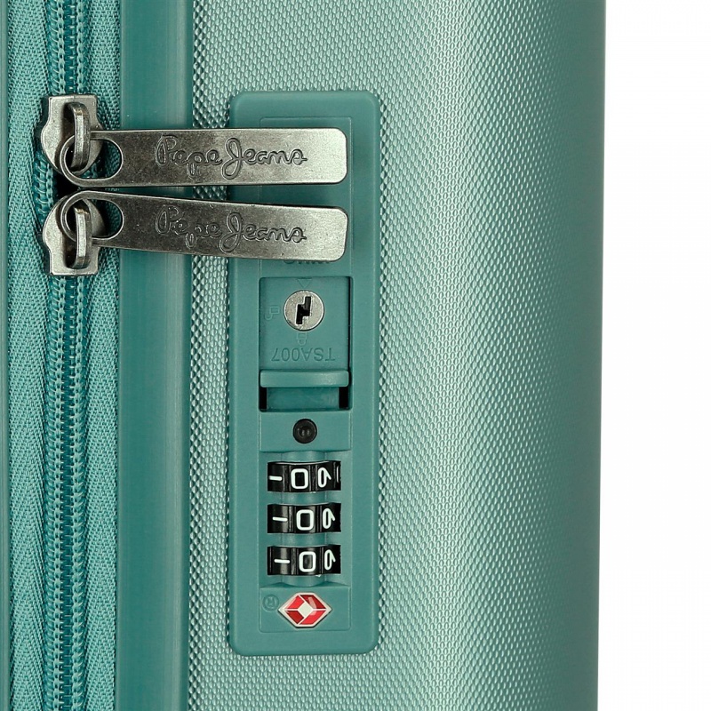 PEPE JEANS Highlight Verde, Sada luxusních ABS cestovních kufrů 70cm/55cm, 768952B PEPE JEANS Highlight Verde, Sada luxusních ABS cestovních kufrů 70cm/55cm, 768952B