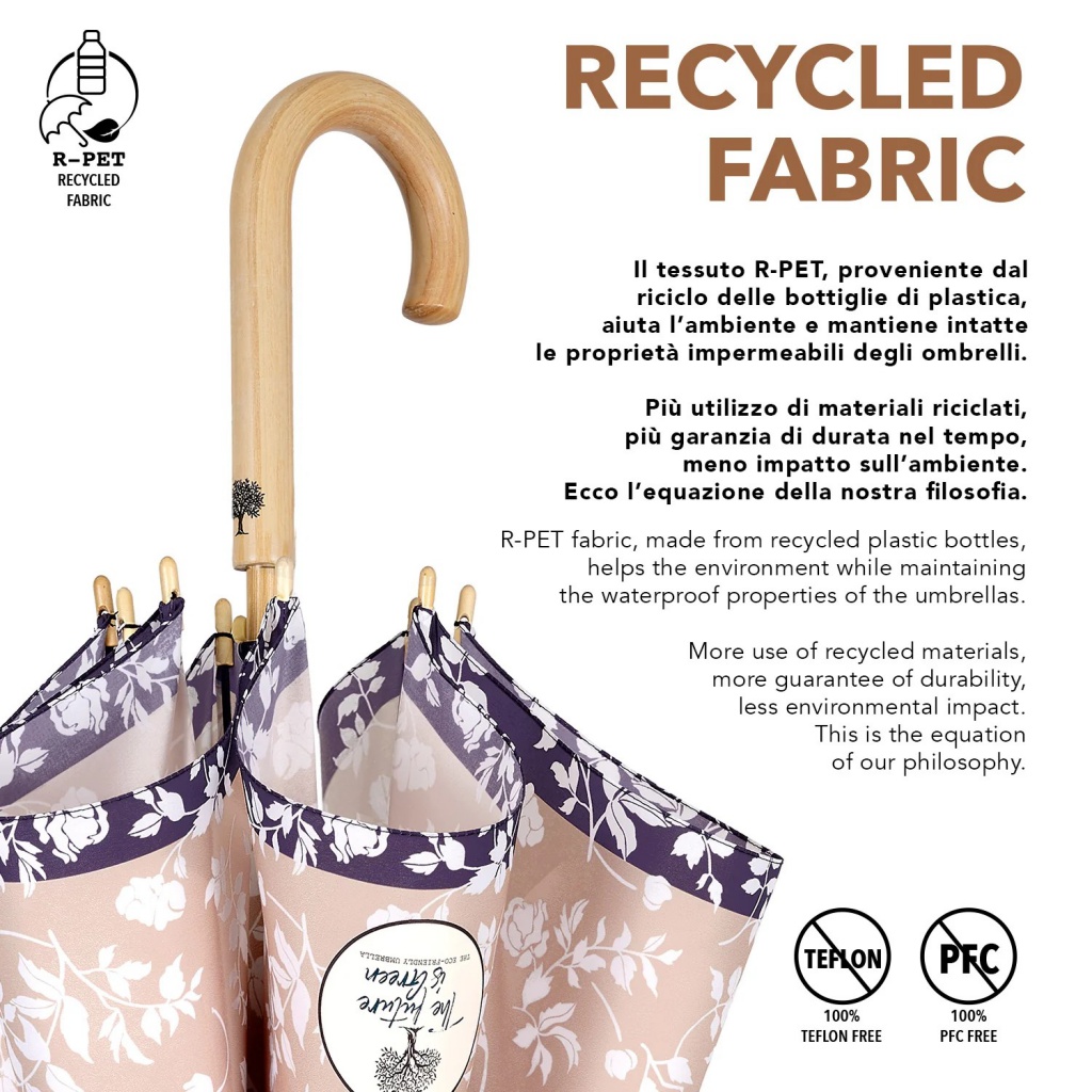 Elegantný dámsky dáždnik  Perletti Green "Fiore Bianco", 19161