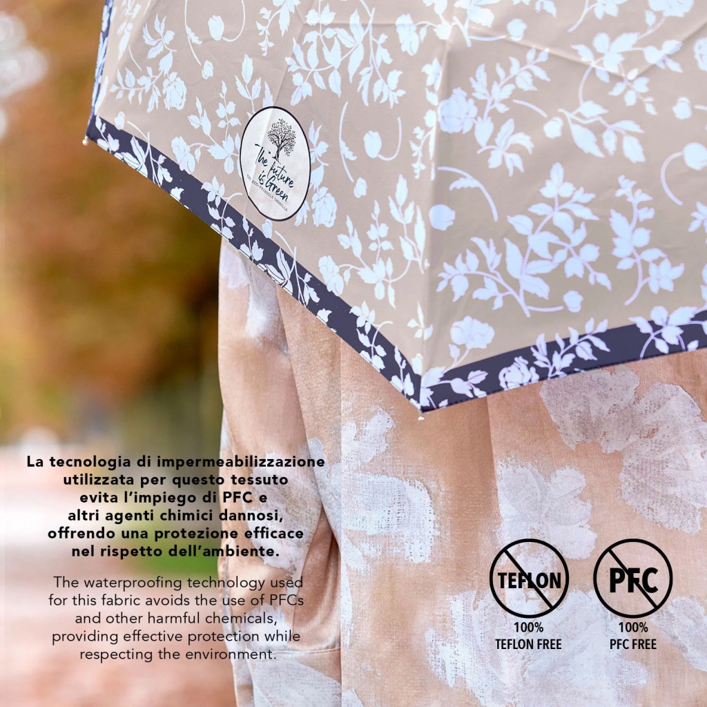 Elegantní dámský deštník Perletti Green "Fiore Bianco", 19161