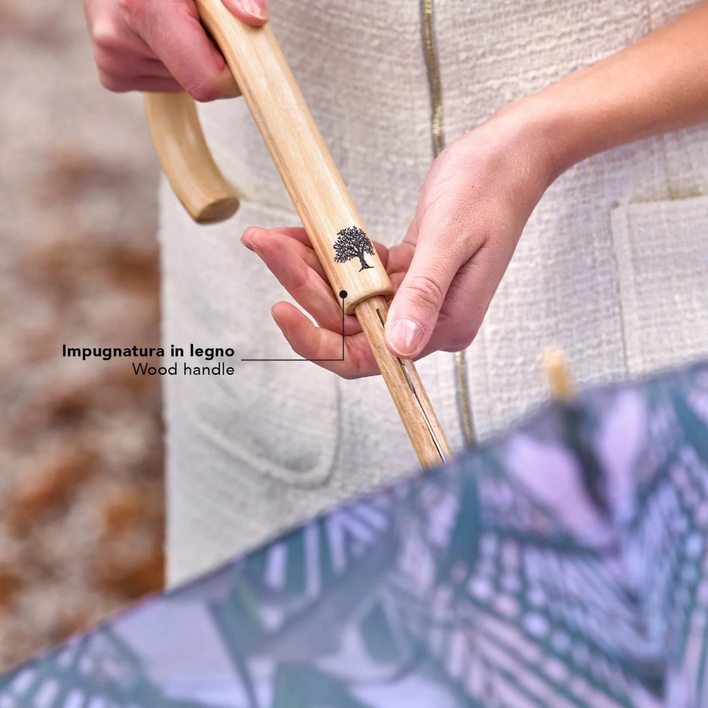 Elegantní dámský deštník Perletti Green "Fiore Bianco", 19161