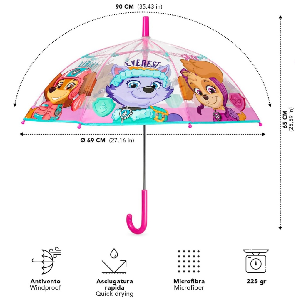 Detský dáždnik Perletti Kids, PAW PATROL Skye Transparent, 75157