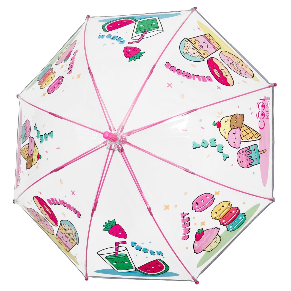 Dětský deštník Perletti „Gelati“ – reflexní, průhledný, 67 cm