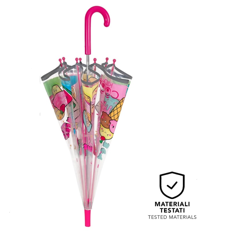 Detský reflexný transparentný dáždnik Perletti Cool Kids "Gelati", 15656 Detský reflexný transparentný dáždnik Perletti Cool Kids "Gelati", 15656