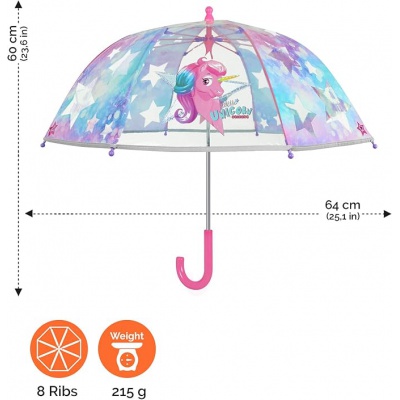 Detský reflexný dáždnik Perletti Cool Kids, Unicorn Transparent, 15581 Detský reflexný dáždnik Perletti Cool Kids, Unicorn Transparent, 15581