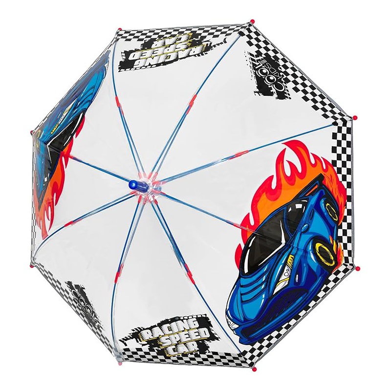 Dětský reflexní transparentní deštník Perletti Cool Kids "Racing Car", 15654 Dětský reflexní transparentní deštník Perletti Cool Kids "Racing Car", 15654