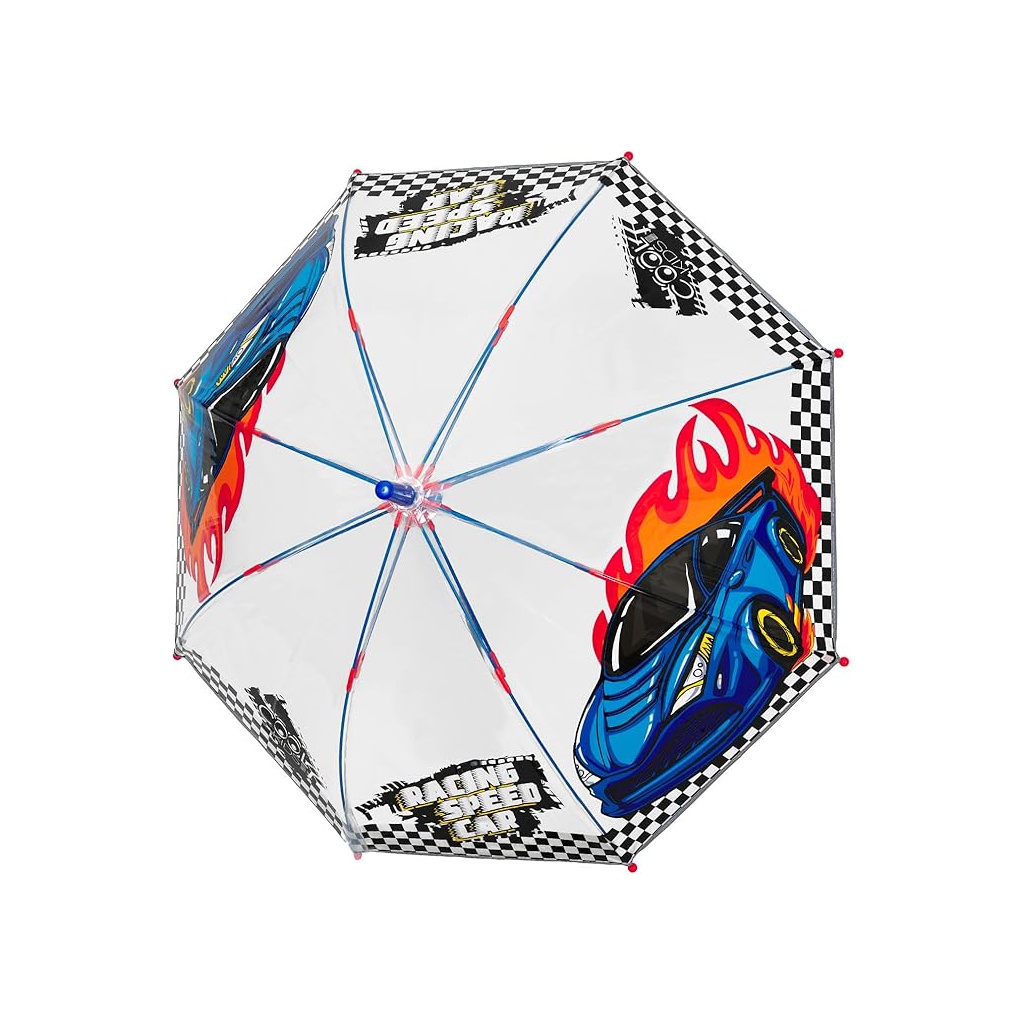 Dětský reflexní transparentní deštník Perletti Cool Kids "Racing Car", 15654