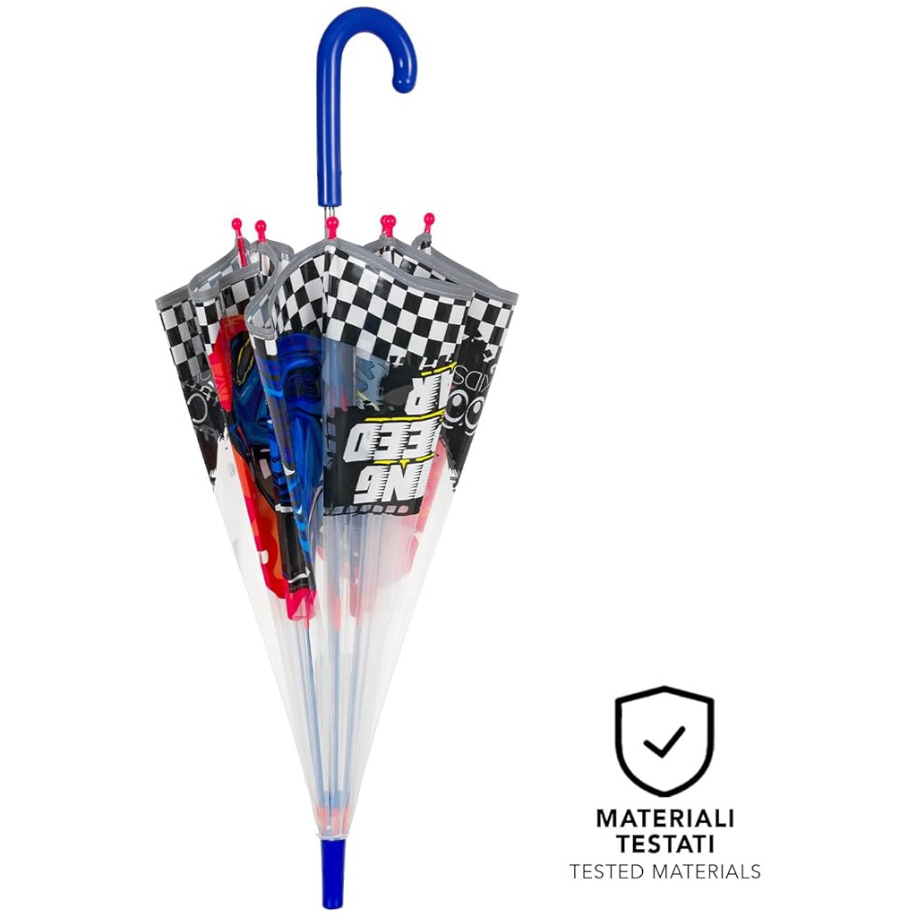 Dětský reflexní transparentní deštník Perletti Cool Kids "Racing Car", 15654