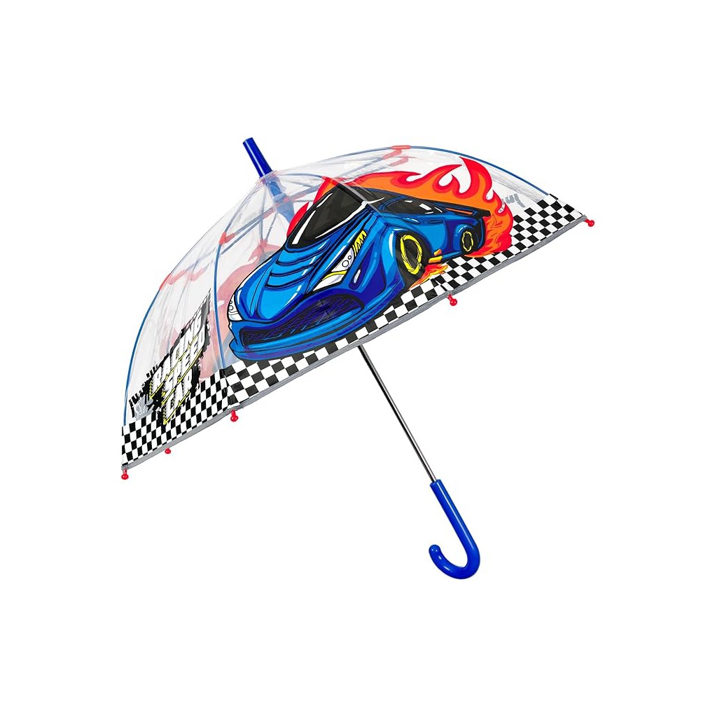 Dětský reflexní transparentní deštník Perletti Cool Kids "Racing Car", 15654