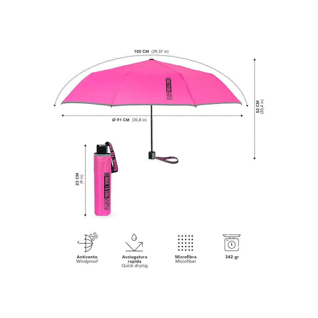 Detský reflexný dáždnik Perletti Cool Kids Back To Cool ružový 15657