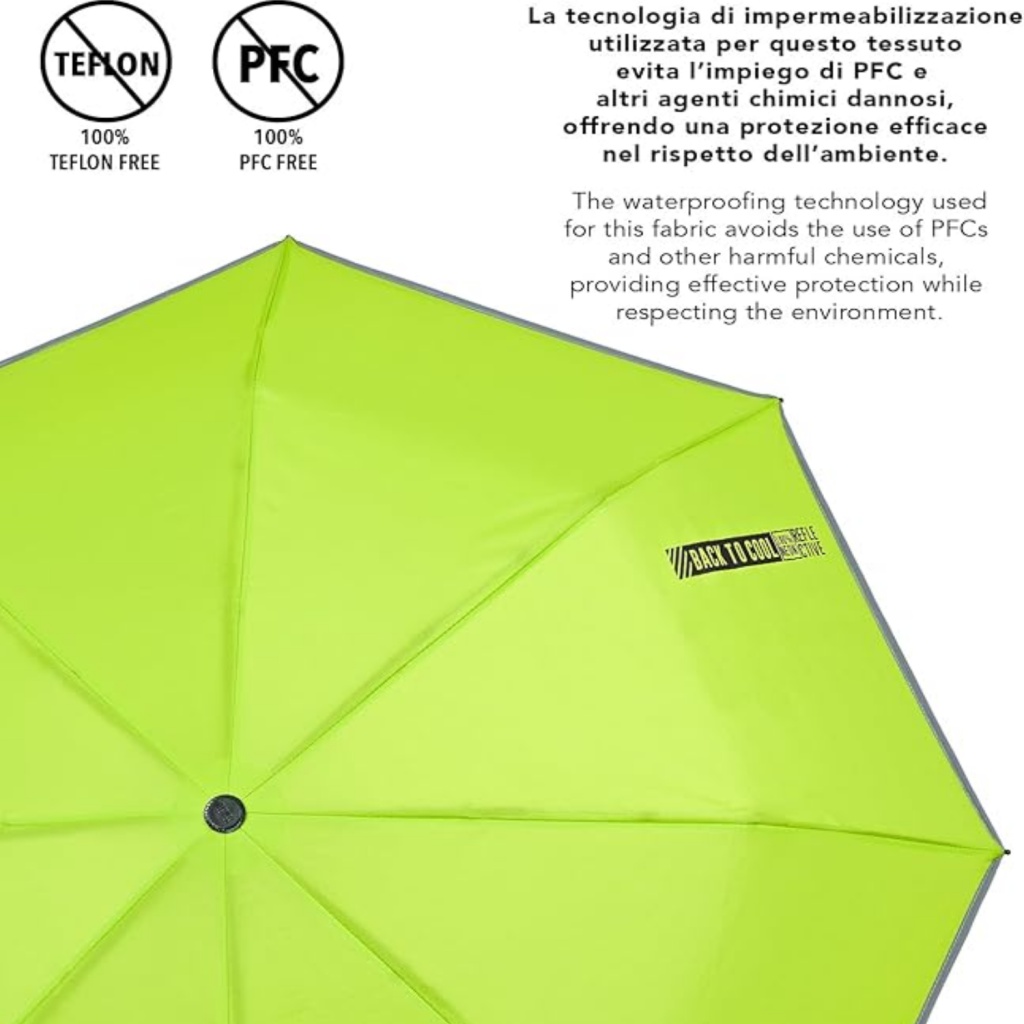 Detský reflexný dáždnik Perletti Cool Kids Back To Cool zelený 15657