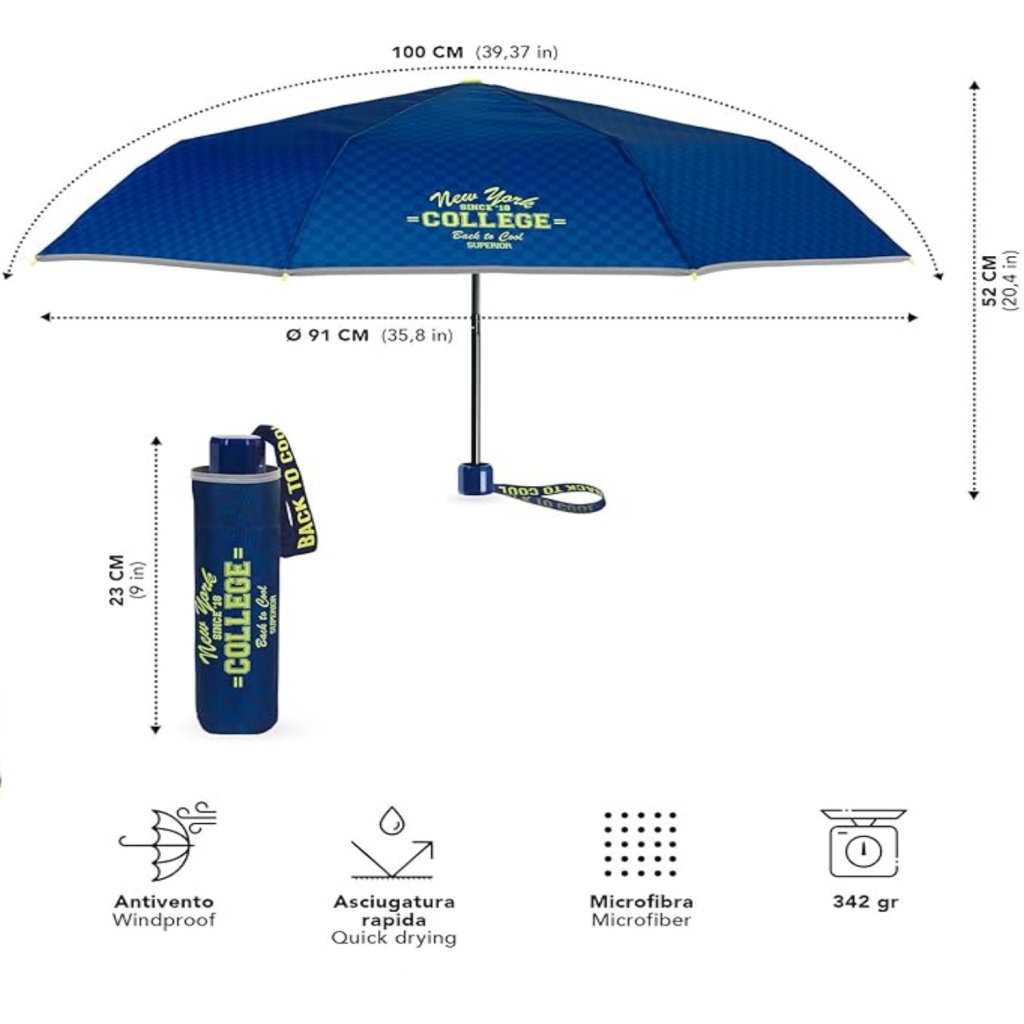 Detský reflexný dáždnik Perletti Cool Kids "College", 15658
