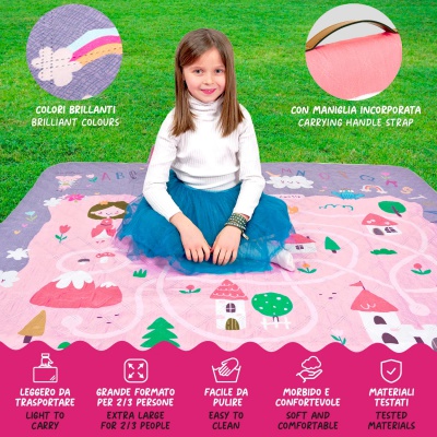 Detská pikniková deka Perletti – Hrad princeznej, 150x150 cm Detská pikniková deka Perletti – Hrad princeznej, 150x150 cm