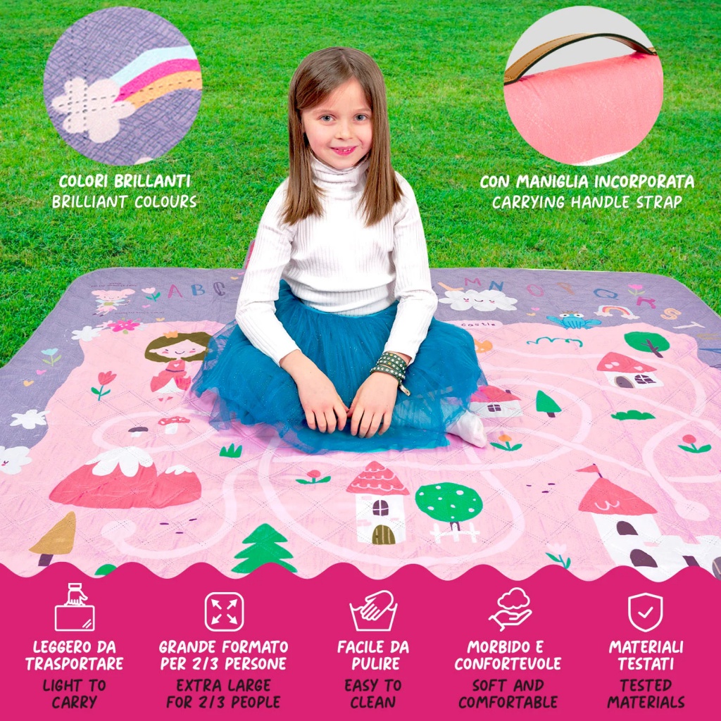 Detská pikniková deka Perletti – Hrad princeznej, 150x150 cm