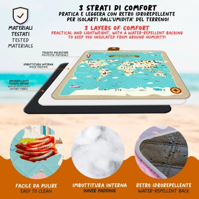 Detská pikniková deka Perletti Mappamondo 200x200 cm – mapa sveta Detská pikniková deka Perletti Mappamondo 200x200 cm – mapa sveta