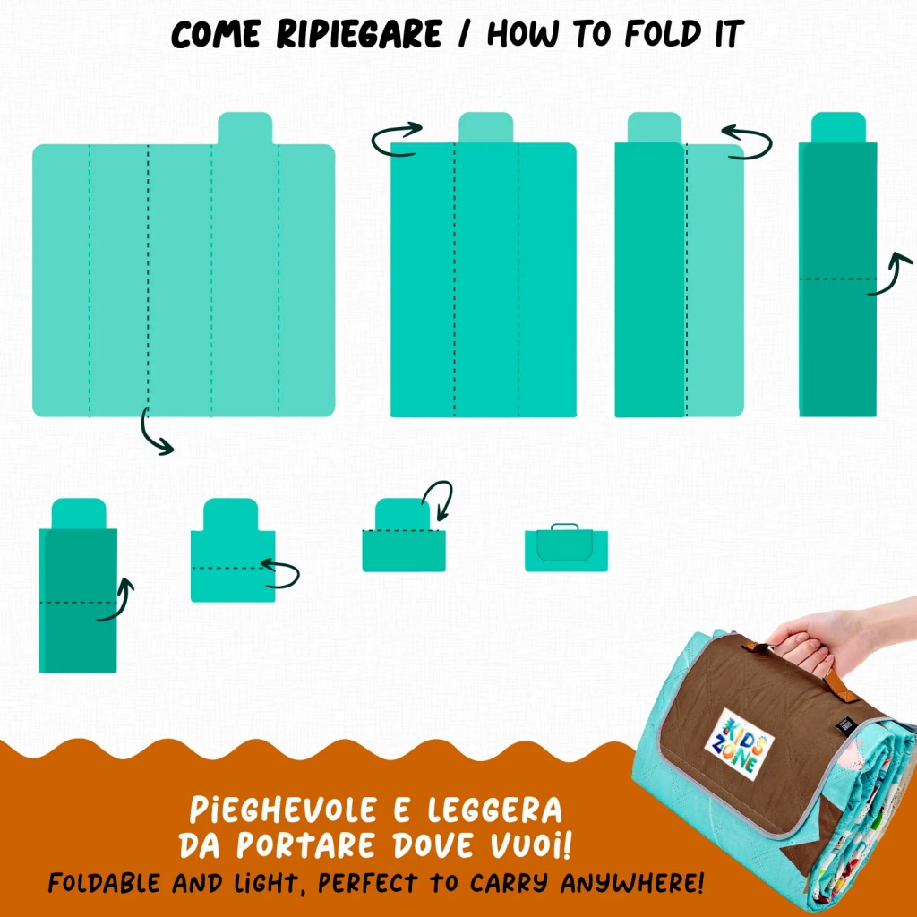 Dětská pikniková deka Perletti Mappamondo 200x200 cm - mapa světa
